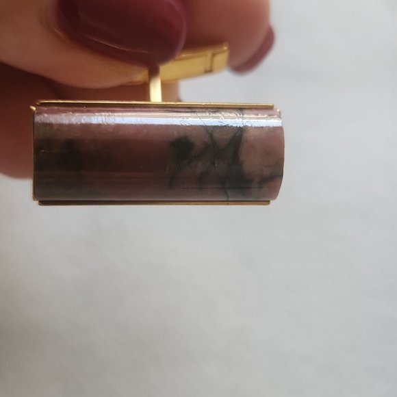 Vintage stone cufflinks white red golden 2 sets - Picture 3 of 3